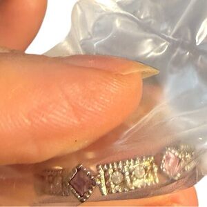 AVON VINTAGE Sterling Silver Stackable Square Geometric Rhinestone Ring size 7